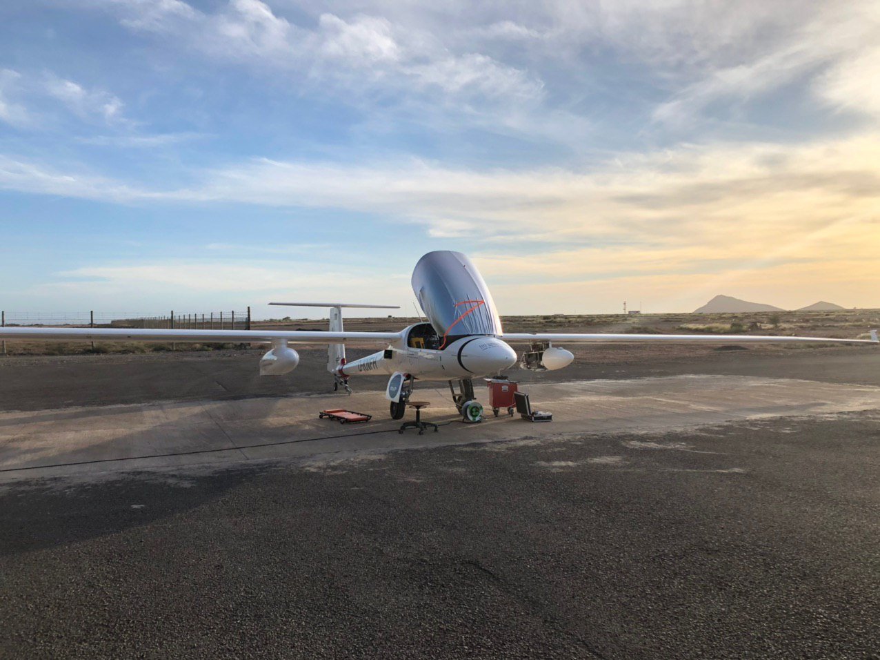 Aircraft during a flight test campaign